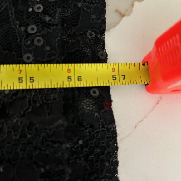 Lauren Ralph Lauren Evening Dress Gown Sequin Black SZ8 Slide Slit Drop Neck - Picture 10 of 10